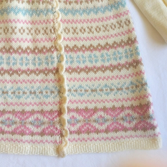 NEW shawl collar cable knit pastel fair isle sweater dress 24 months baby girl - Picture 6 of 8